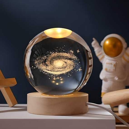 CrystalNova™ 3D Crystal Ball Night Lamp – Soothing LED Galaxy Light for Home & Gifts