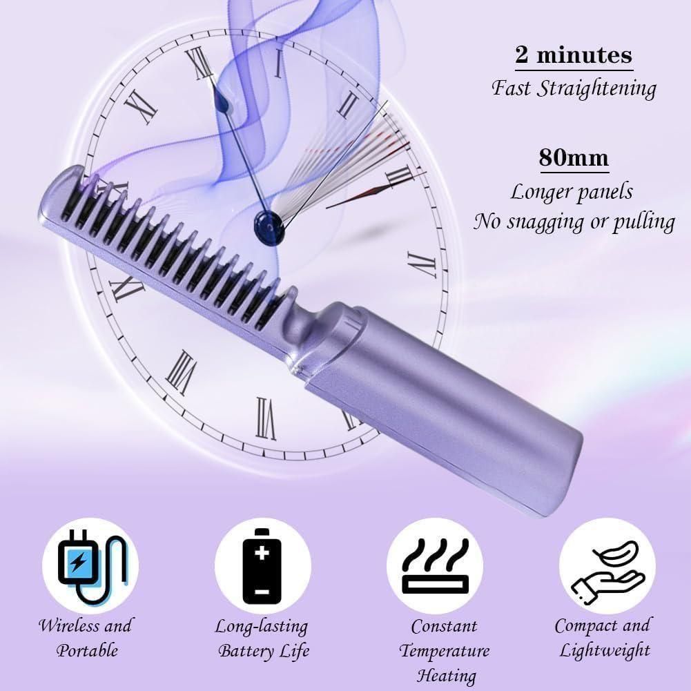 2-in-1 Wireless Electric Hair Straightener & Curler — USB Rechargeable, Travel Friendly