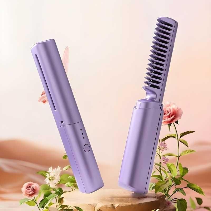 2-in-1 Wireless Electric Hair Straightener & Curler — USB Rechargeable, Travel Friendly
