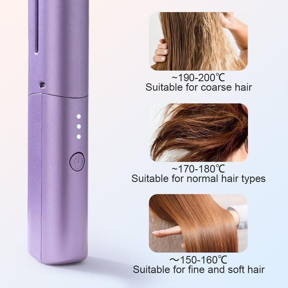 2-in-1 Wireless Electric Hair Straightener & Curler — USB Rechargeable, Travel Friendly
