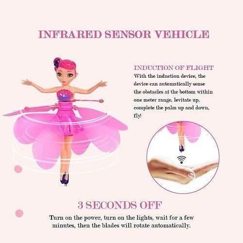 Magical Flying Fairy Doll — Hand Sensor Controlled Sky DancerMagical Flying Fairy Doll, Hand Sensor Control, USB Powered Magic Flying Fairy, Sky Dancers Flying Toy, Rainbow Glitter Flying Princess Doll Best Gift for Girls Boys