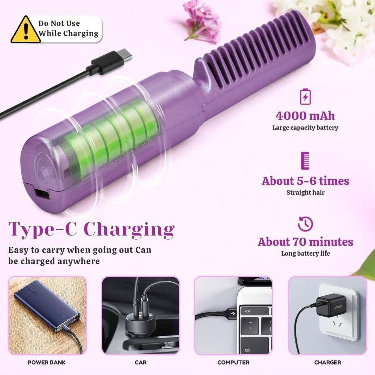 2-in-1 Wireless Electric Hair Straightener & Curler — USB Rechargeable, Travel Friendly