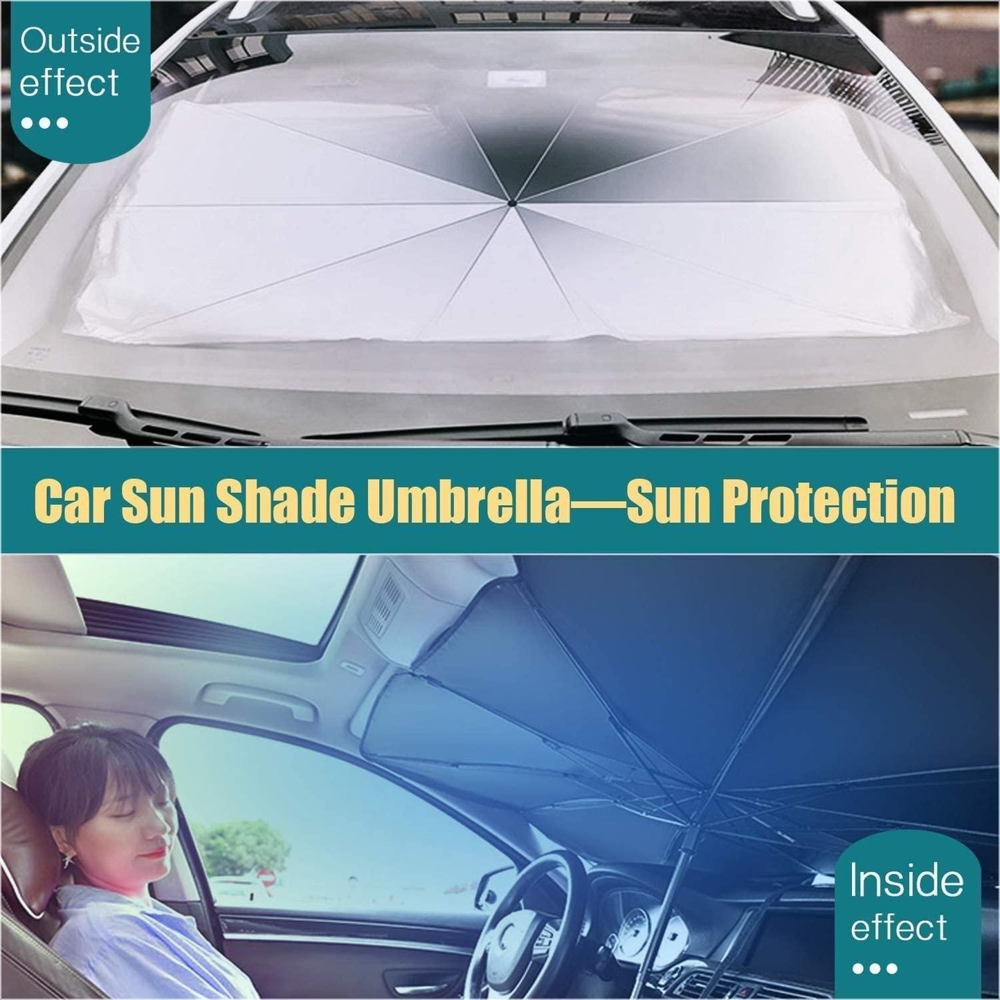 AutoGuard™ — Premium  Car Sun Shade Protector, Foldable Windshield Insulation Sun Shade for UV Protection Reflective Sunblocker Car Accessories for Pickup, Trucks, Large SUVs, and More (Large Size)